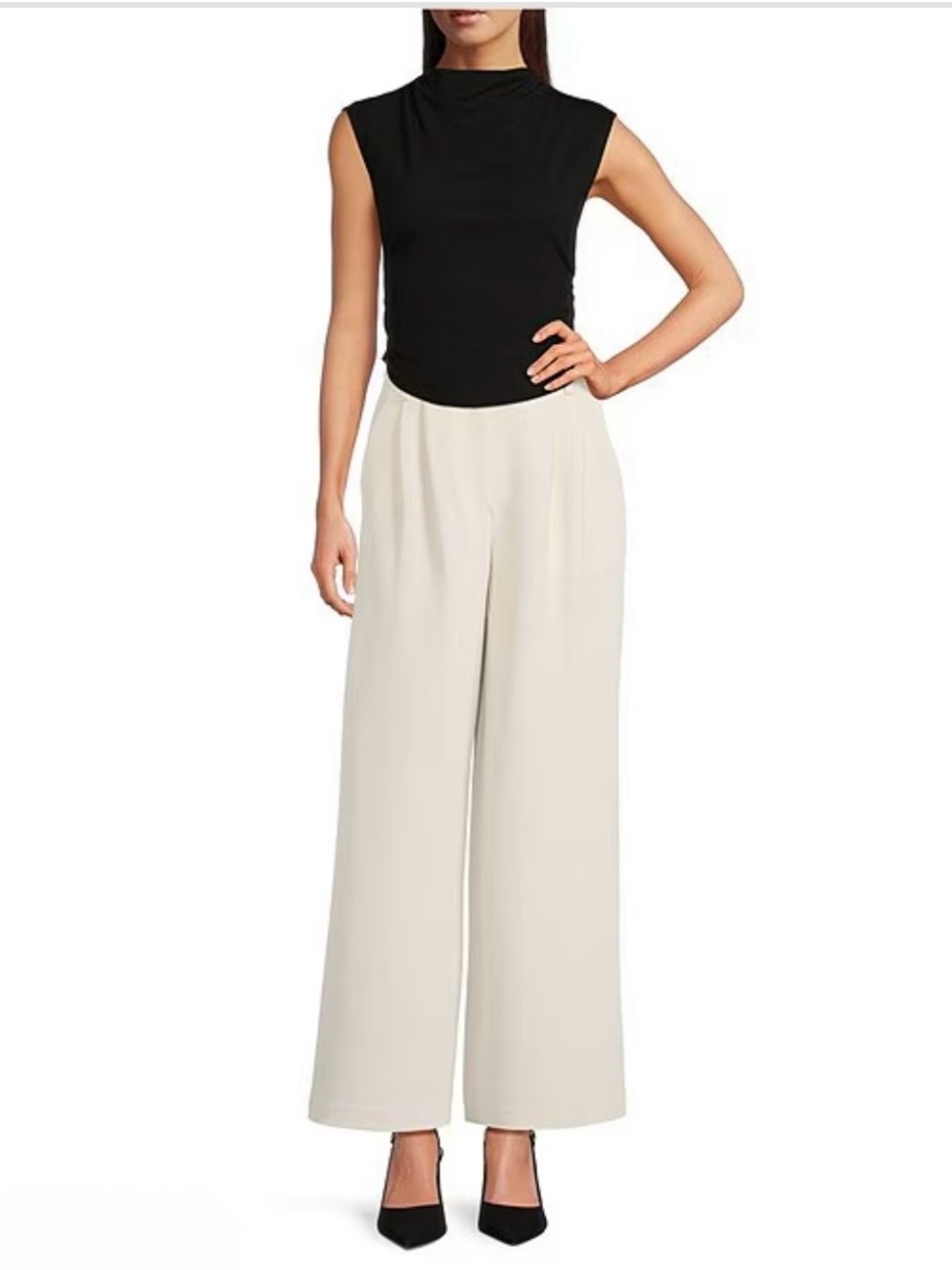 Gianni Bini Women’s Size 8 Cream Wide-Leg Trousers